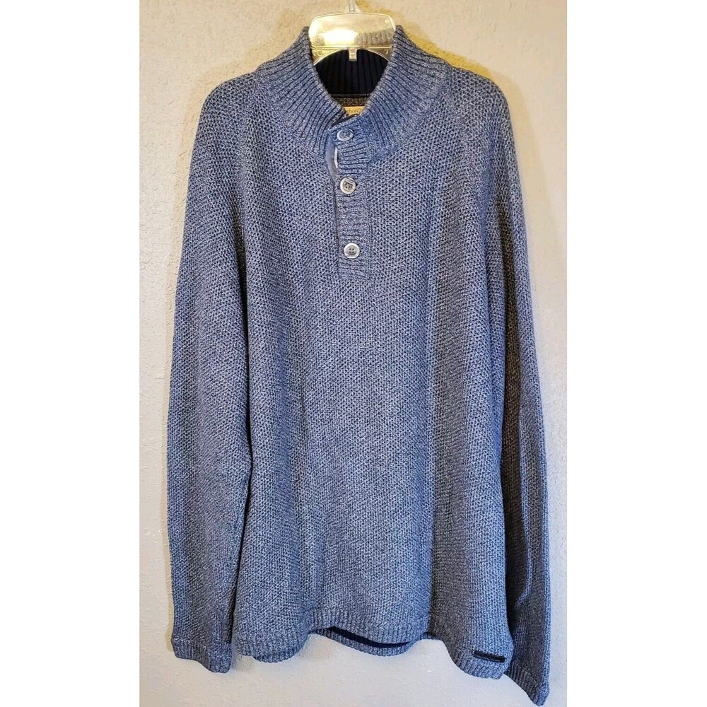 Carbon To Cobalt Men's 1/4 Button Up Sweater Size XL  Blue